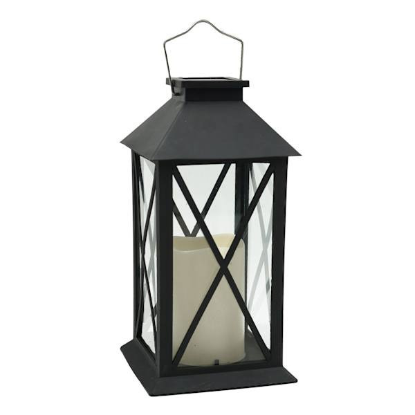 Black Solar Outdoor Lantern, 11" At Home, Plastic | At Home