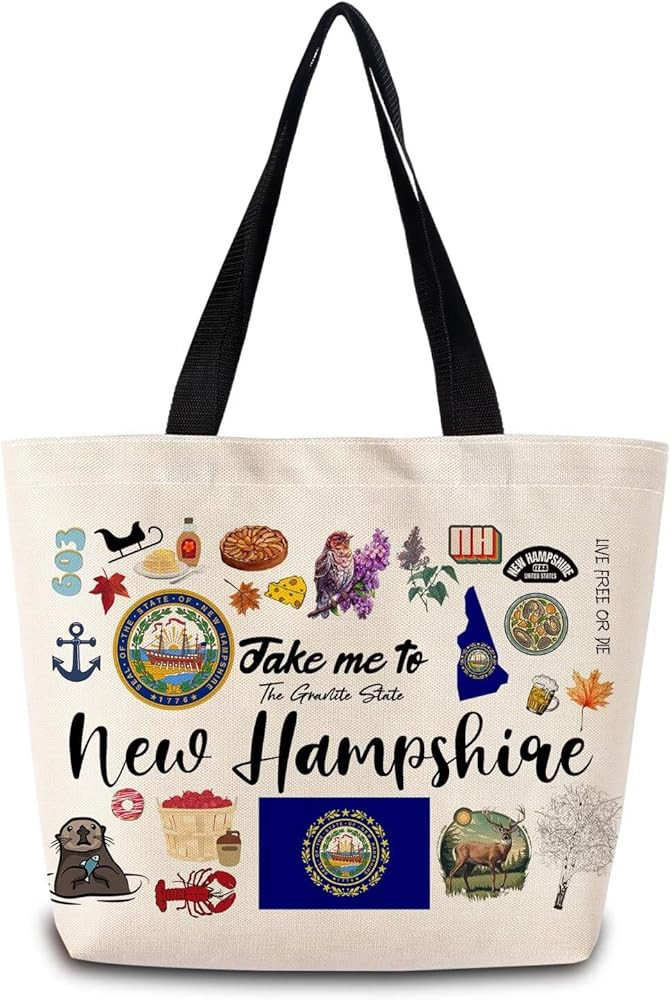 Take Me To New Hampshire Tote Bag Reusable Grocery Bags Aesthetic Shopping Shoulder Handbag with ... | Amazon (US)