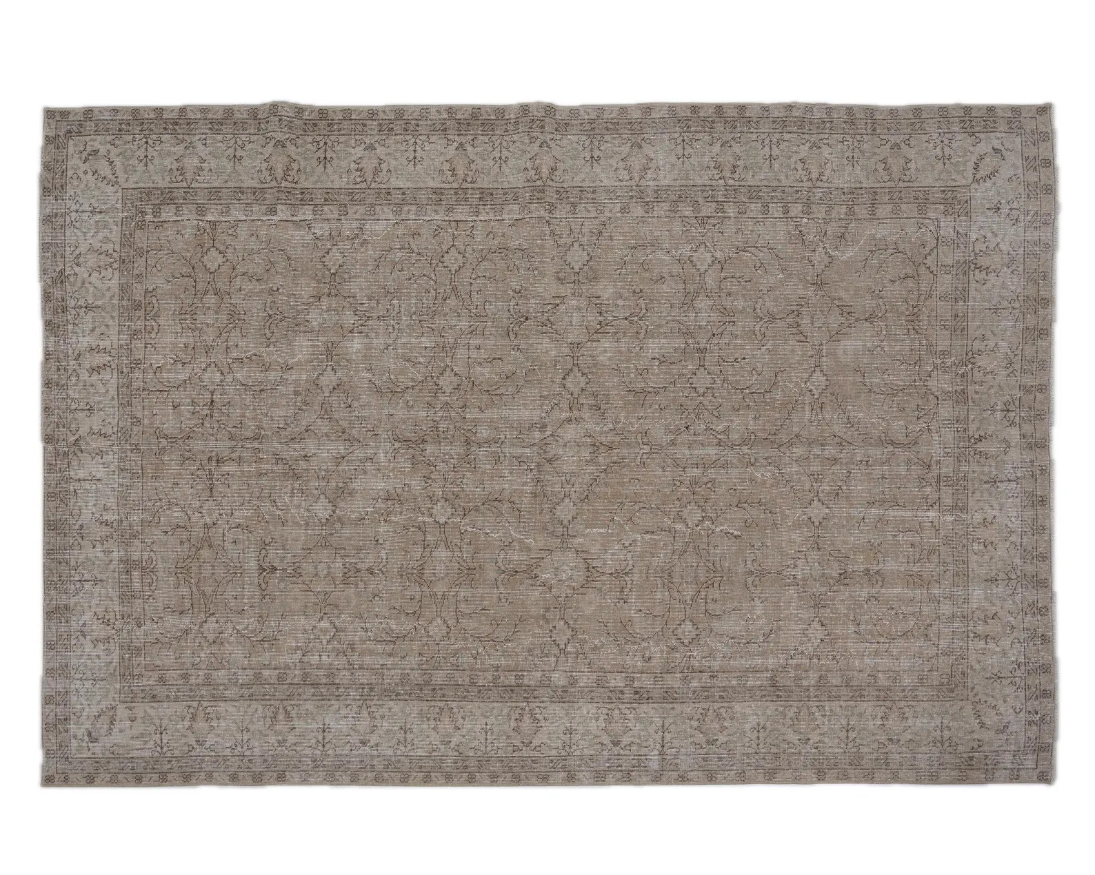 7x10 Vintage Turkish Rug Neutral, Beige Brown Floral Wool Antique One of a kind Rug | Etsy (Global)