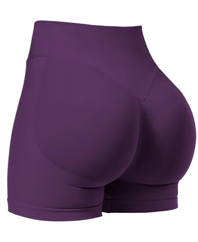 VOYJOY Women Workout Impact Shorts 3.6"/ 4.5"/ 6" Scrunch Butt Lifting Gym Seamless Booty Biker Shorts Purple | Amazon (US)