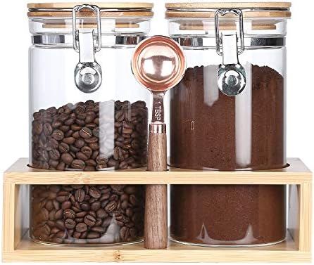 KKC Home Accents Borosilicate Glass Food Storage Jars with Airtight Locking Clamp Bamboo Lids,Cof... | Amazon (US)
