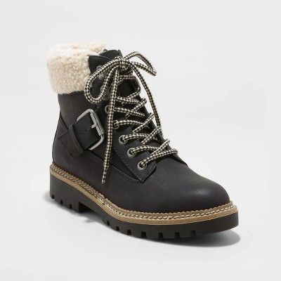 Women's Susan Microsuede Sherpa Lace-Up Fashion Boots - Universal Thread™ | Target