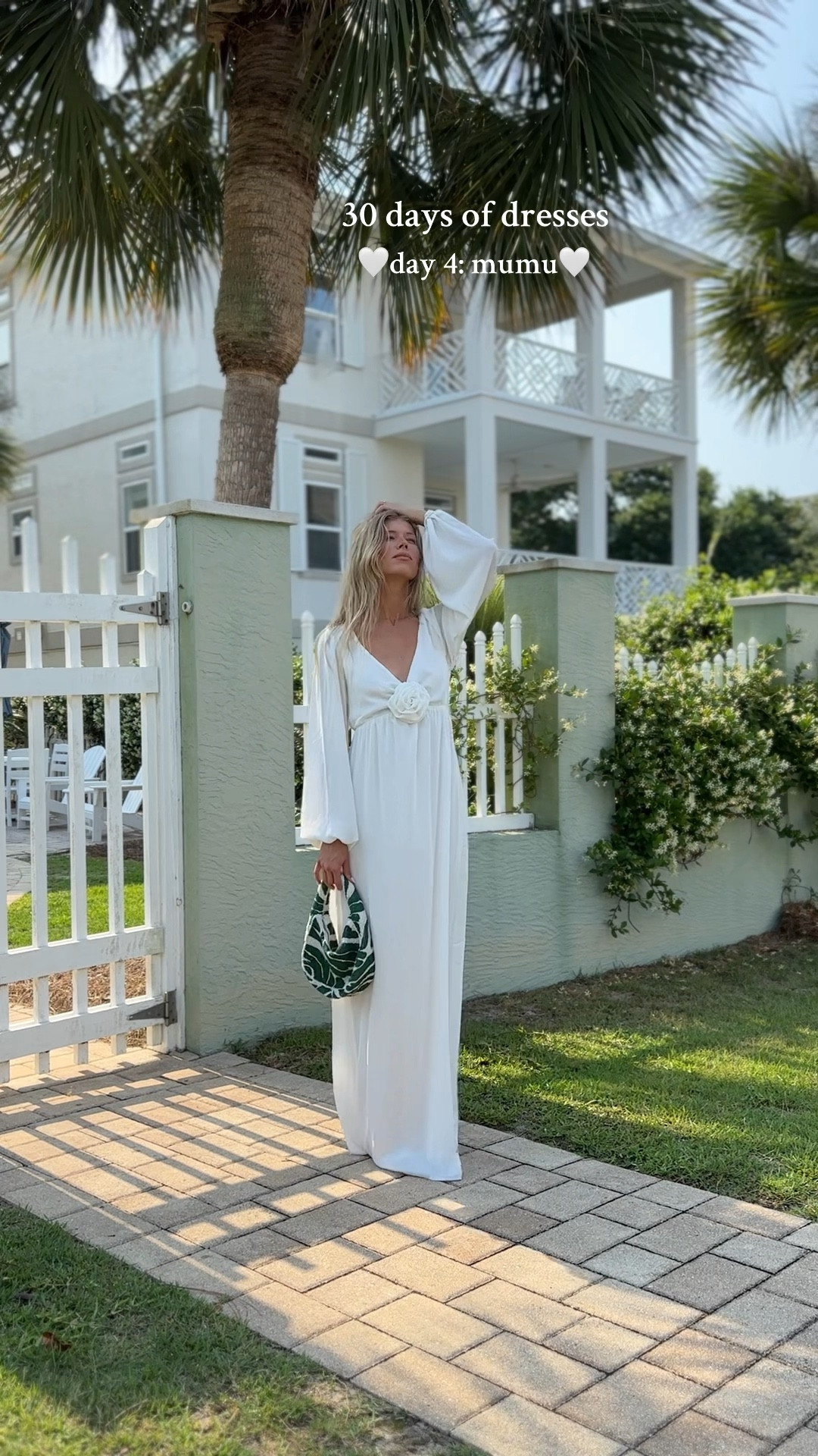 30 days of dresses is back!! the anthro bag is out of stock but i linked a similar one that is soo cute from amazon! #dressinspo #whitedress 