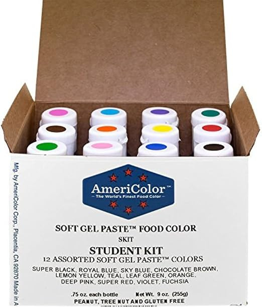 Food Coloring AmeriColor Student - Kit 12 .75 Ounce Bottles Soft Gel Paste Colors | Amazon (US)