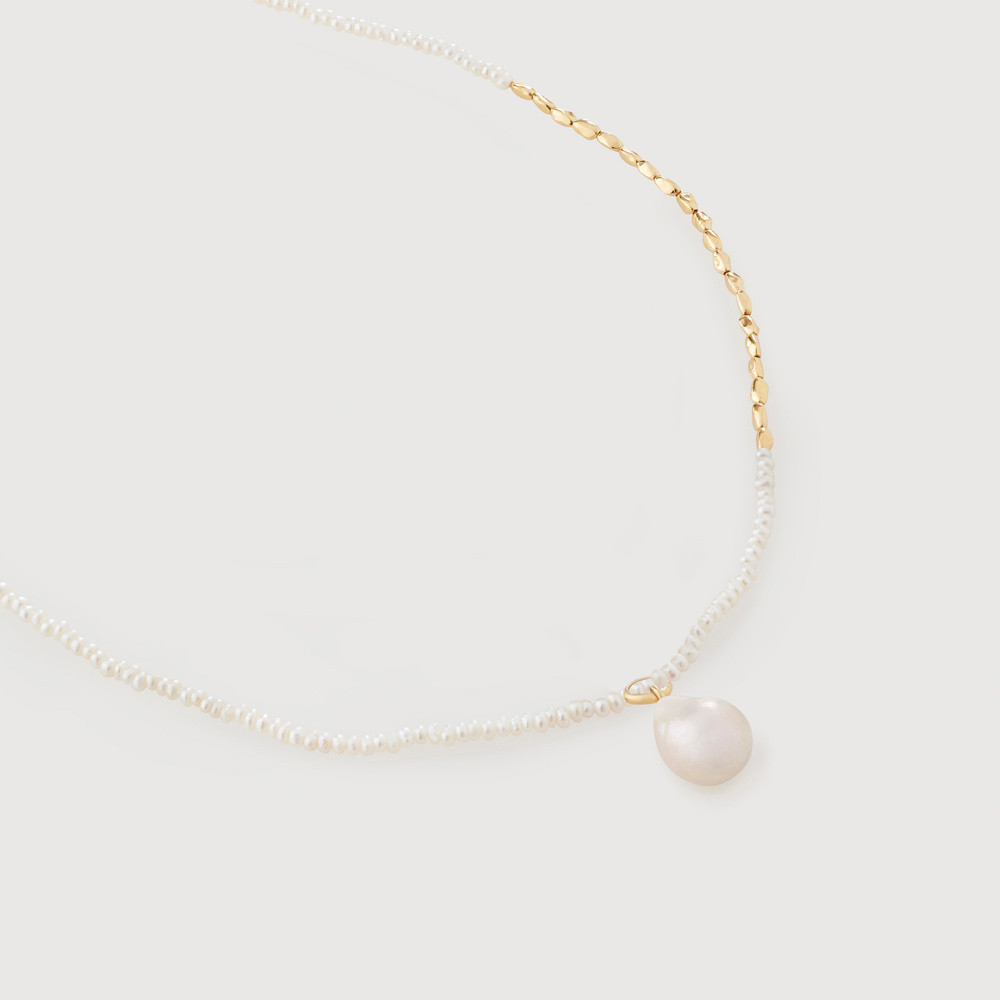 Nura Baroque and Mini Nugget Pearl Beaded Necklace | Monica Vinader (Global)