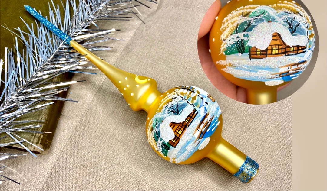 Christmas Glass Tree Topper, Finial Retro Mercury Xmas Ornament, Top Russian New Year Decor, Topp... | Etsy (US)