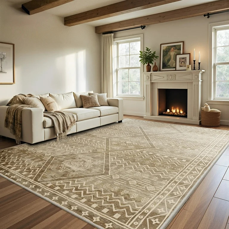 CHITOOMA 8'x10' Area Rugs for Living Room, Washable Boho Moroccan Rug Soft Vintage Distressed Geo... | Walmart (US)