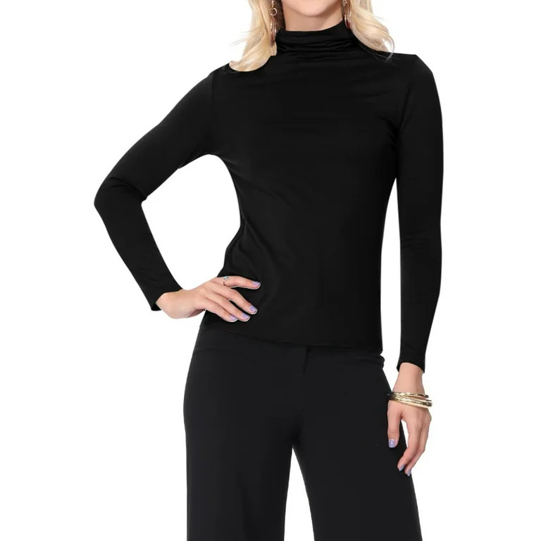 Women's Lightweight Soft Long Sleeve Solid Mock Neck Sweater Turtleneck S-3XL Made in USA | Walmart (US)