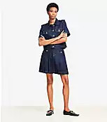 Pleated Denim Mini Skirt in Classic Rinse Wash | LOFT