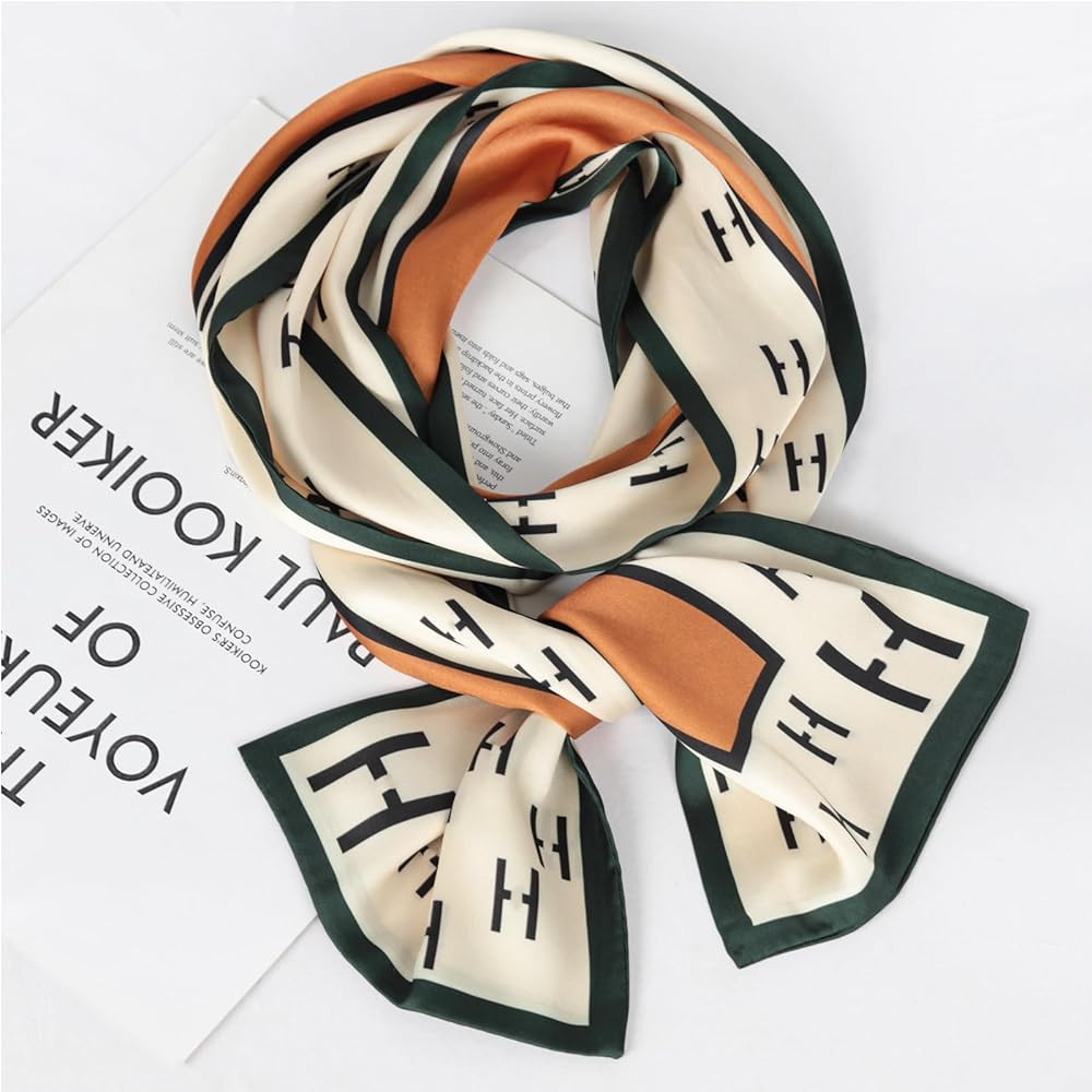 Relang Satin Scarf Mulberry Silk Printed Head Wrap Hair Band 7"" x 59"" | Amazon (US)