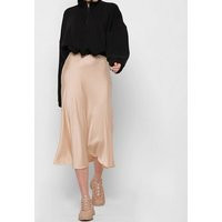 Silk Skirt , High Rise Midi Slip in Beige Your New Favourite Black Romantic Everyday | Etsy (US)