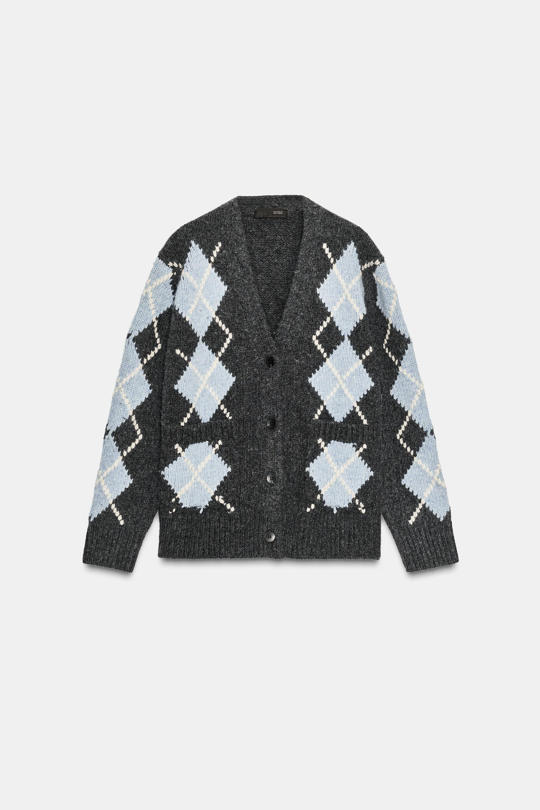 100% WOOL ARGYLE CARDIGAN | Zara UK