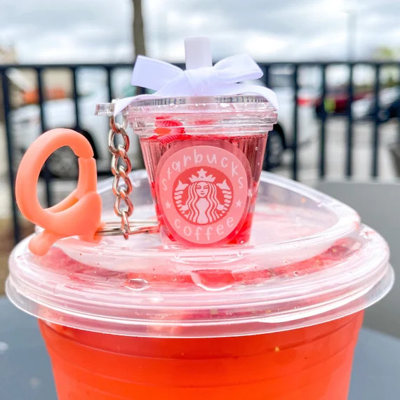 strawberry acai refresher keychain | starbucks inspired | mini drink | cute keychain | strawberri... | Etsy (US)