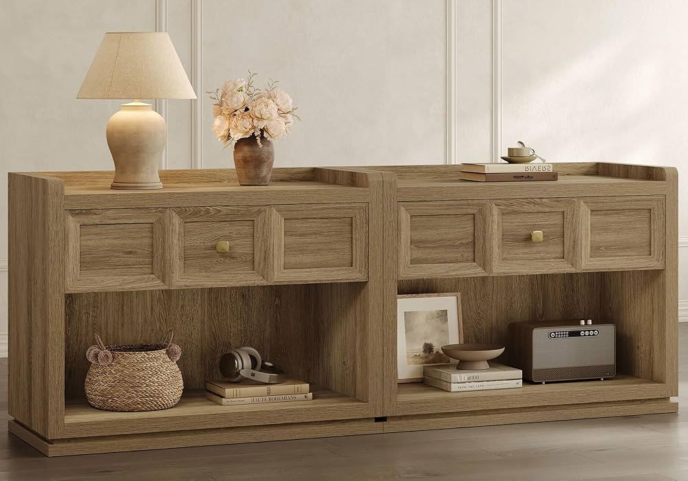 SICOTAS 31" Wide Nightstands Set of 2, Large Night Stands with Drawer, Oversized King Size Nights... | Amazon (US)