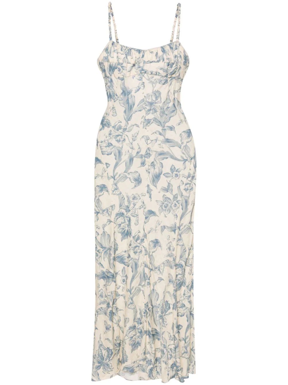 SANDRO floral-print lace-up Maxi Dress - Farfetch | Farfetch Global