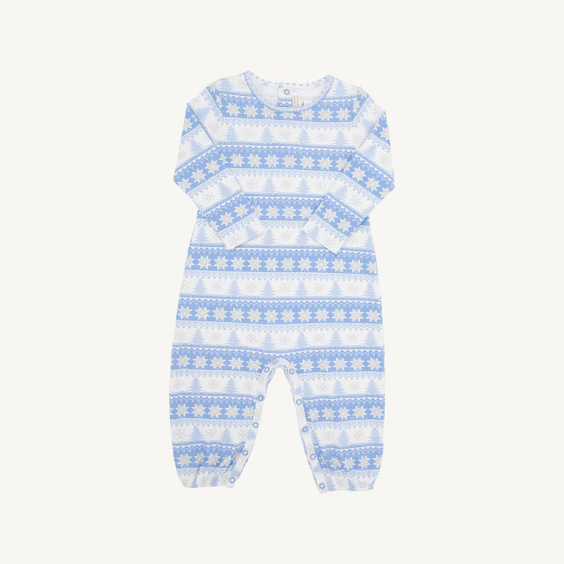 Long Sleeve Patton Play Romper - Fairisle Flurries (Blue) | The Beaufort Bonnet Company