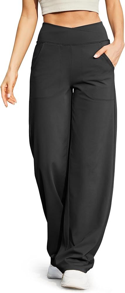 Amazon.com: G4Free Wide Leg Pants for Women Flare Dress Yoga Pants with Pockets Stretch Lounge Bu... | Amazon (US)