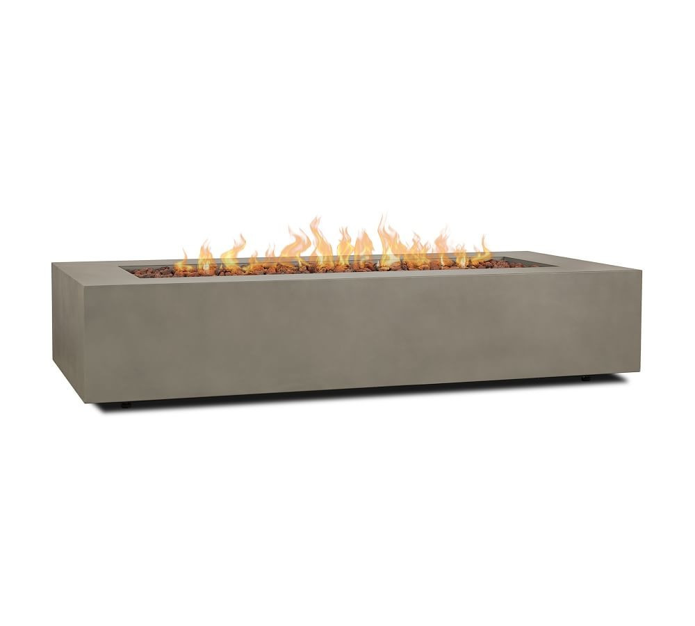 Burrows Steel 70" X 32" Rectangular Propane Fire Pit Table, Mist Gray | Pottery Barn (US)