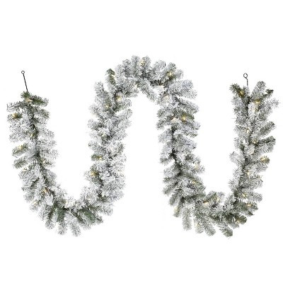 Philips 9ft Prelit Flocked Artificial Pine Christmas Garland Clear lights | Target