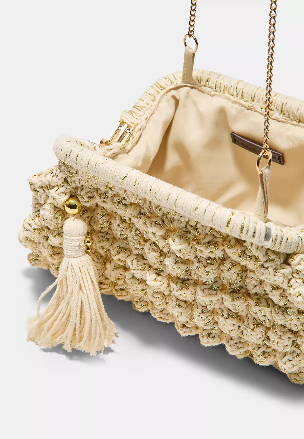 Metallic thread crochet bucket bag - Women's Bags | Stradivarius United Kingdom | Stradivarius (UK)