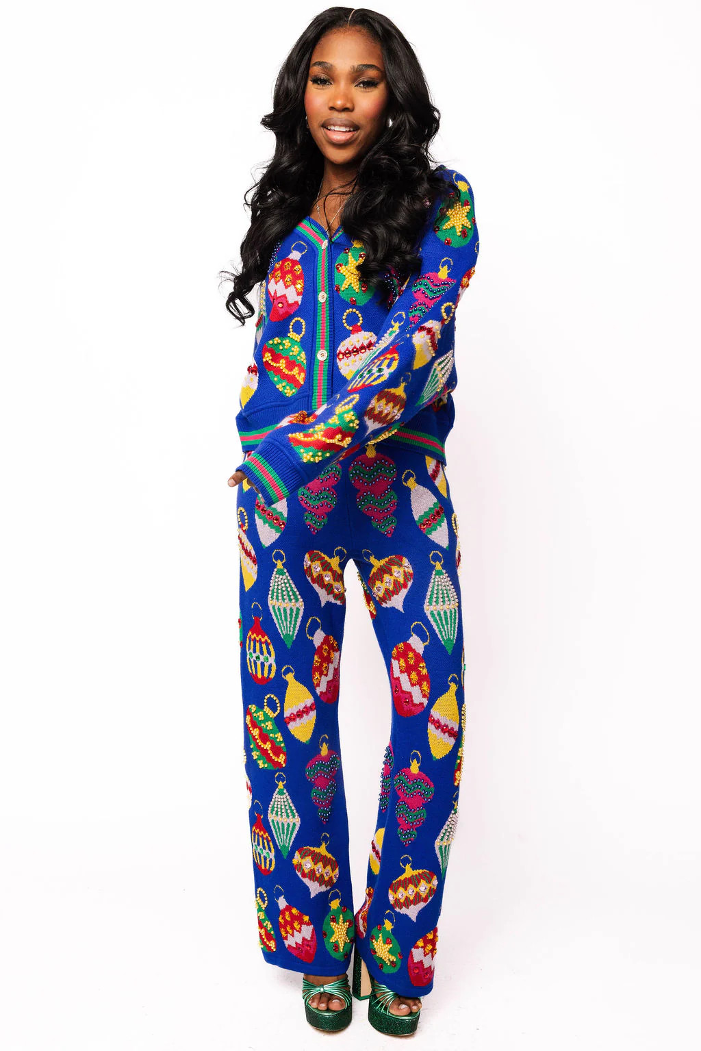 Royal Blue Multi Jeweled Ornament Pant | Queen of Sparkles