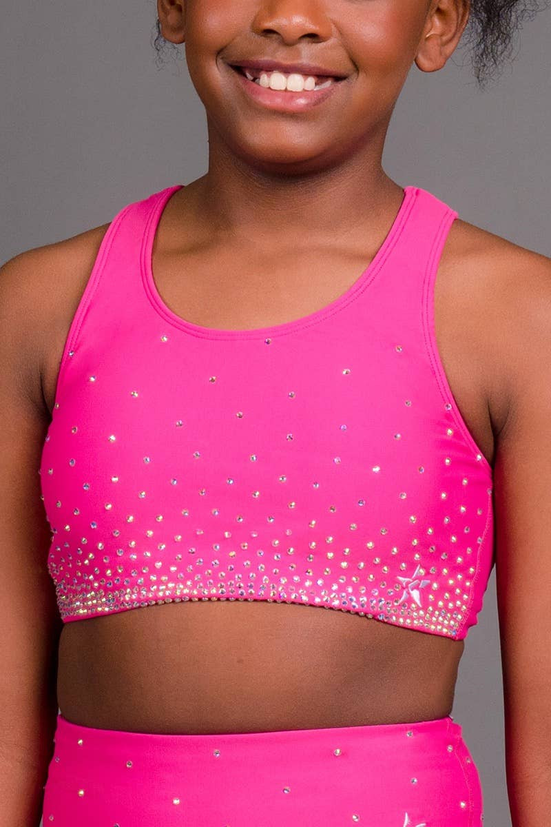 On the Go Sports Bra in Hyper Pink Crystal | Rebel Athletic