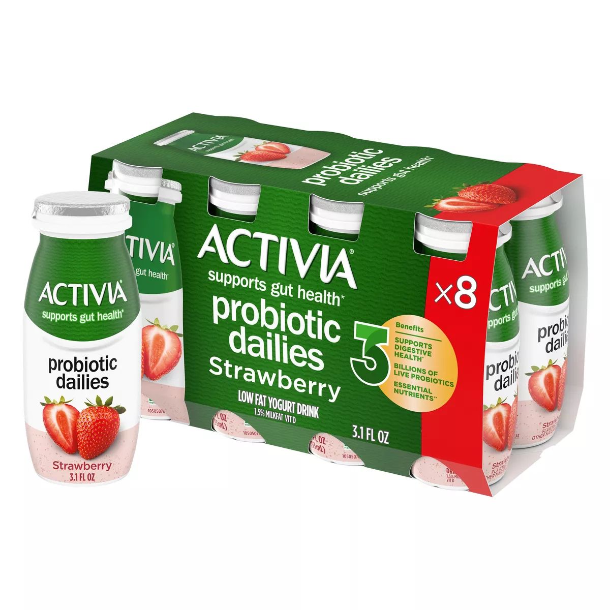 Activia Probiotic Dailies Strawberry Yogurt Drink - 8ct/3.1 fl oz Bottles | Target