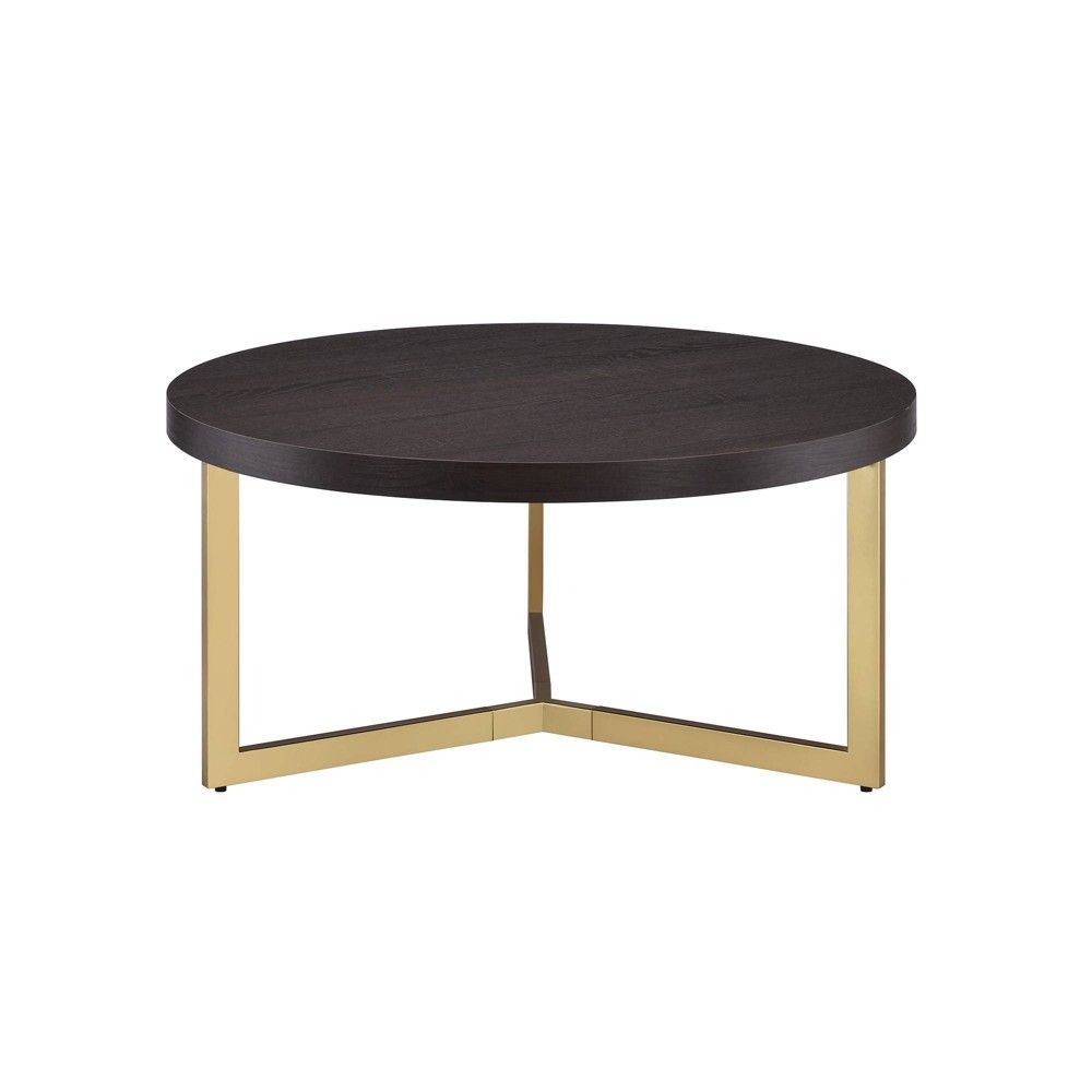 Melrose Round Coffee Table Espresso/Gold - Picket House Furnishings | Target