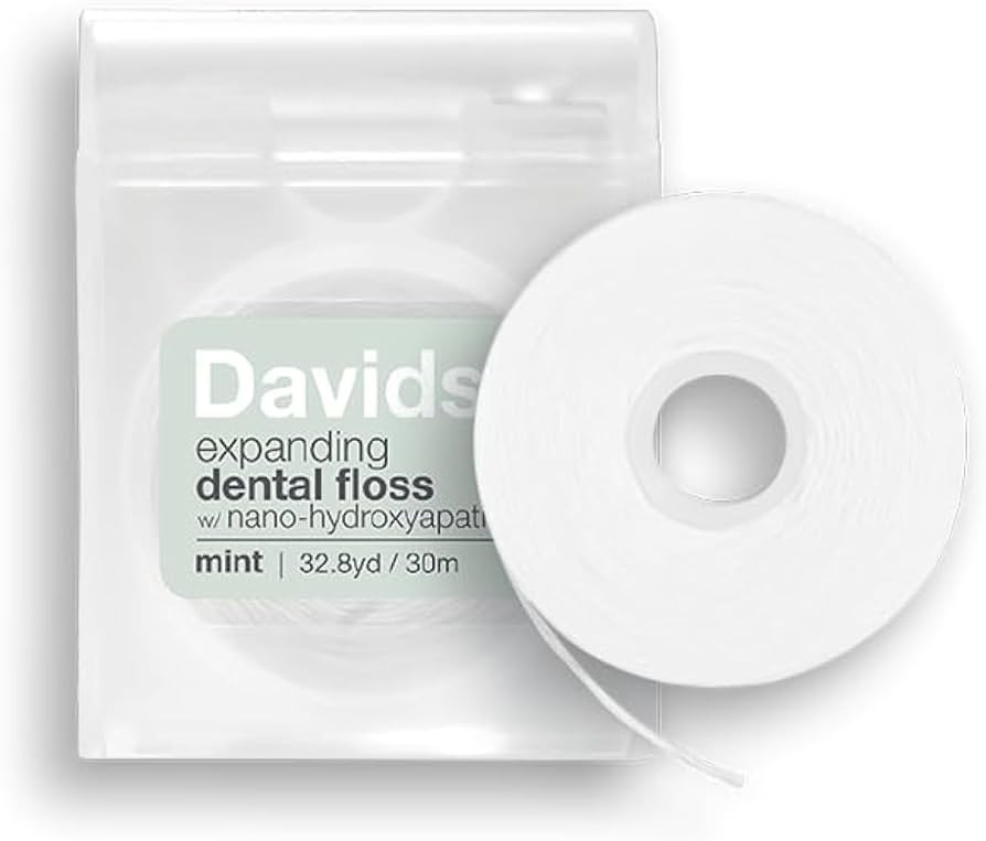 Davids Expanding Dental Floss + Refill w/Hydroxyapatite, No Break Woven Strands, Waxed, Vegan, Co... | Amazon (US)