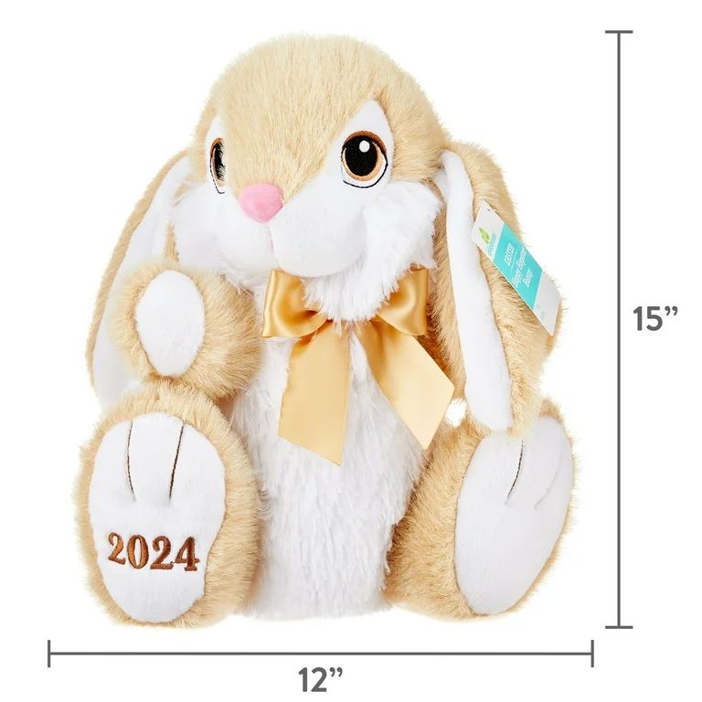 Easter Large 2024 Hoppy Hopster Tan Bunny Plush, 15 in, by Way To Celebrate | Walmart (US)