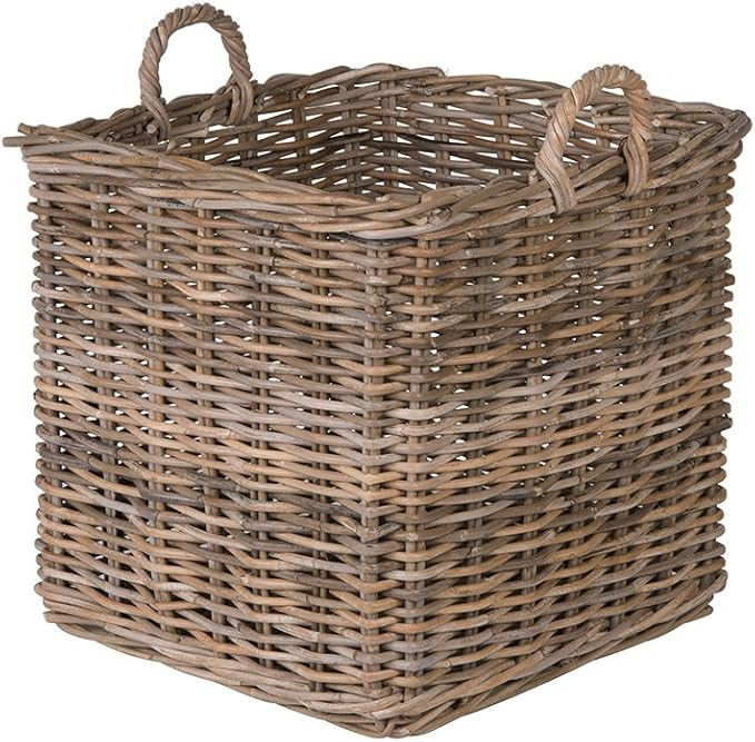 Kouboo Kobo Square Rattan Decorative Storage Basket and Planter, Large Size, Gray | Amazon (US)