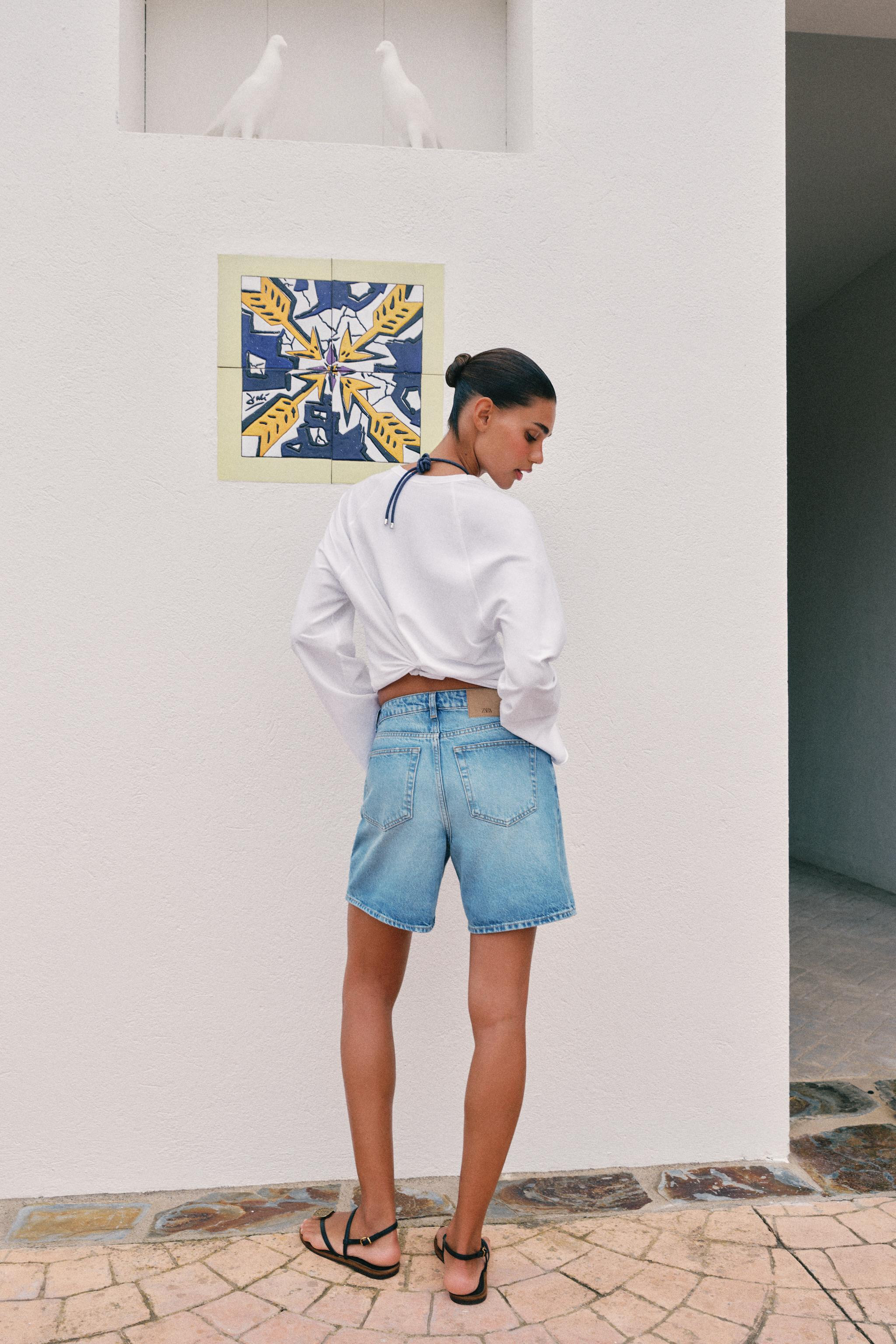 Z1975 CROSSOVER WAIST DENIM SHORTS | Zara US