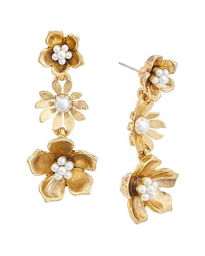 14K Flower Vertical Earrings | Gilt & Gilt City