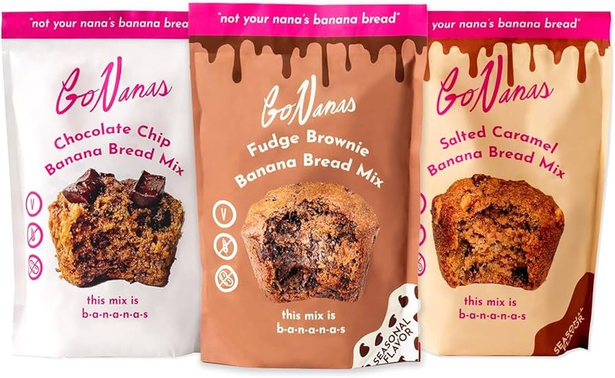 GoNanas Banana Bread Mix - Bundle of 3 Flavors. Vegan, Gluten Free Healthy Snacks. Oat Flour Bana... | Amazon (US)