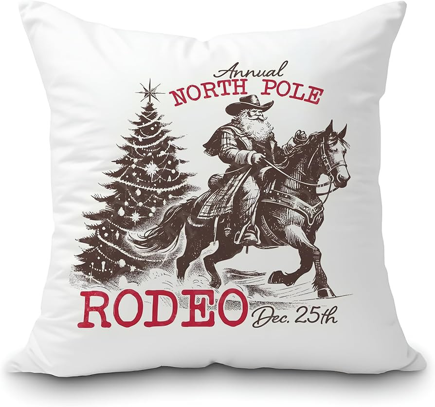 Western Christmas Decor Pillow Covers — Retro Western Cowboy Santa Christmas Decorative Throw P... | Amazon (US)