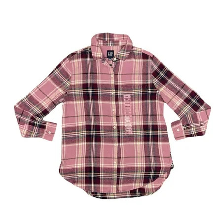 GAP Women s Soft Button Down Long Sleeve Boyfriend Flannel Shirt (Plum S) | Walmart (US)