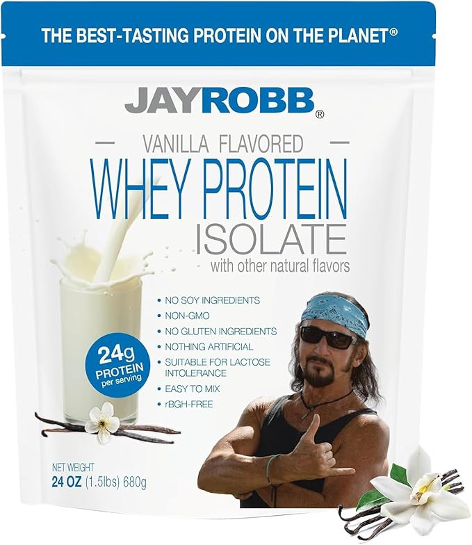 JAYROBB Whey Vanilla Isolate Protein Powder, Low Carb, Keto, Vegetarian, Gluten Free, Lactose Fre... | Amazon (US)