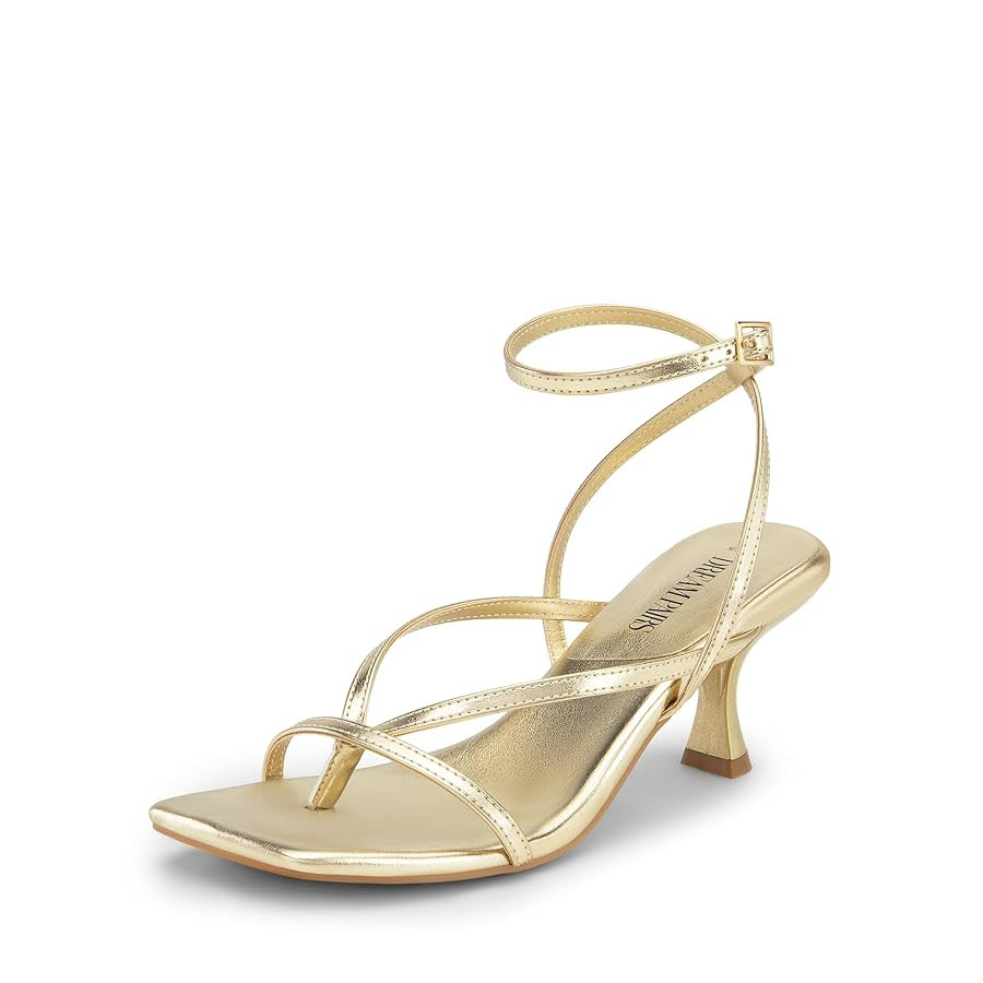 DREAM PAIRS Women's kitten Low Strappy Lace Up Heels Open Square Toe Thong Ankle Strap Heels Sexy... | Amazon (US)