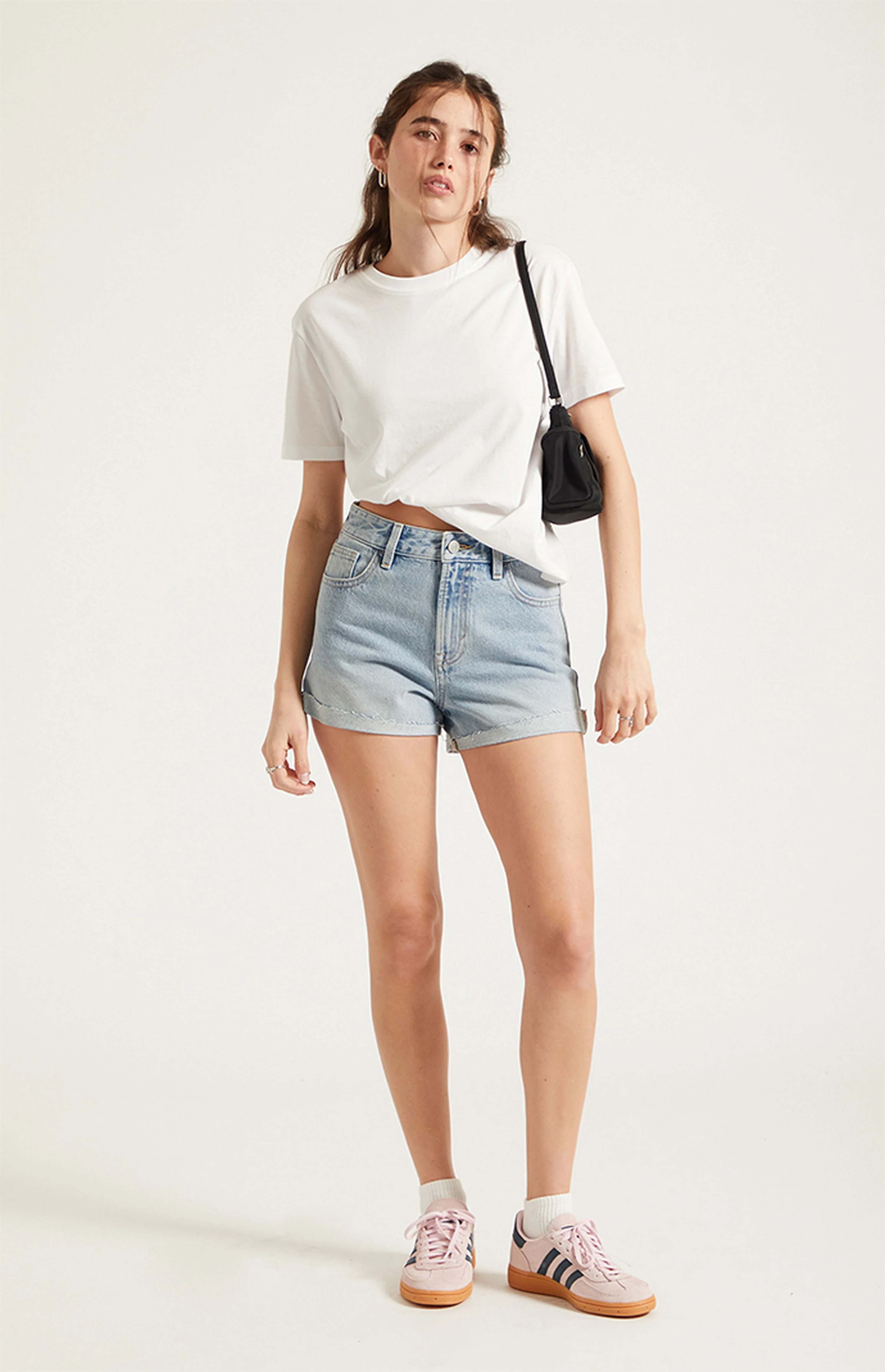 Pacsun Ivy High Waisted Denim Festival Shorts Roll Cuff Light Blue | PacSun