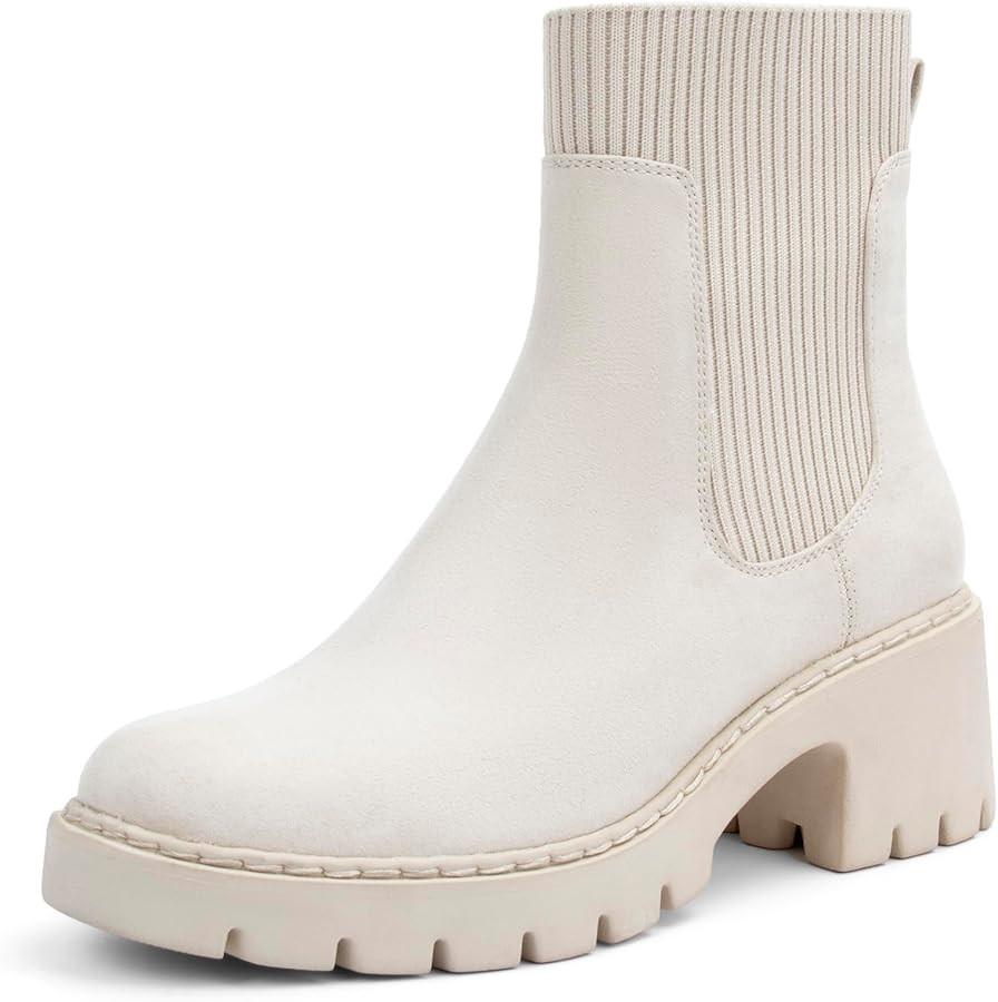 Women's Chelsea Boots Platform Elastic Zippers Chunky Heel Lug Sole Comfort Slip On Boot for Wome... | Amazon (US)