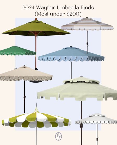 Most of these outdoor umbrellas are under $200. Escape the Sun in style with these cute grandmillennial finds. Stripe patio umbrella, scallop patio umbrella. #wayfair #wayday 

#LTKsalealert #LTKhome