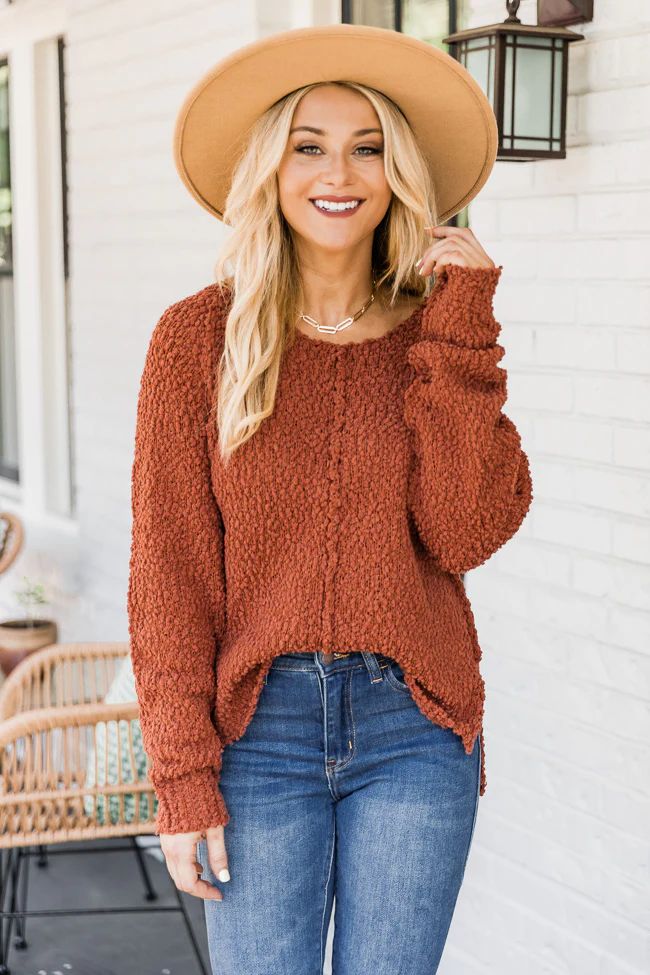 Said It Twice Rust Popcorn Sweater | The Pink Lily Boutique