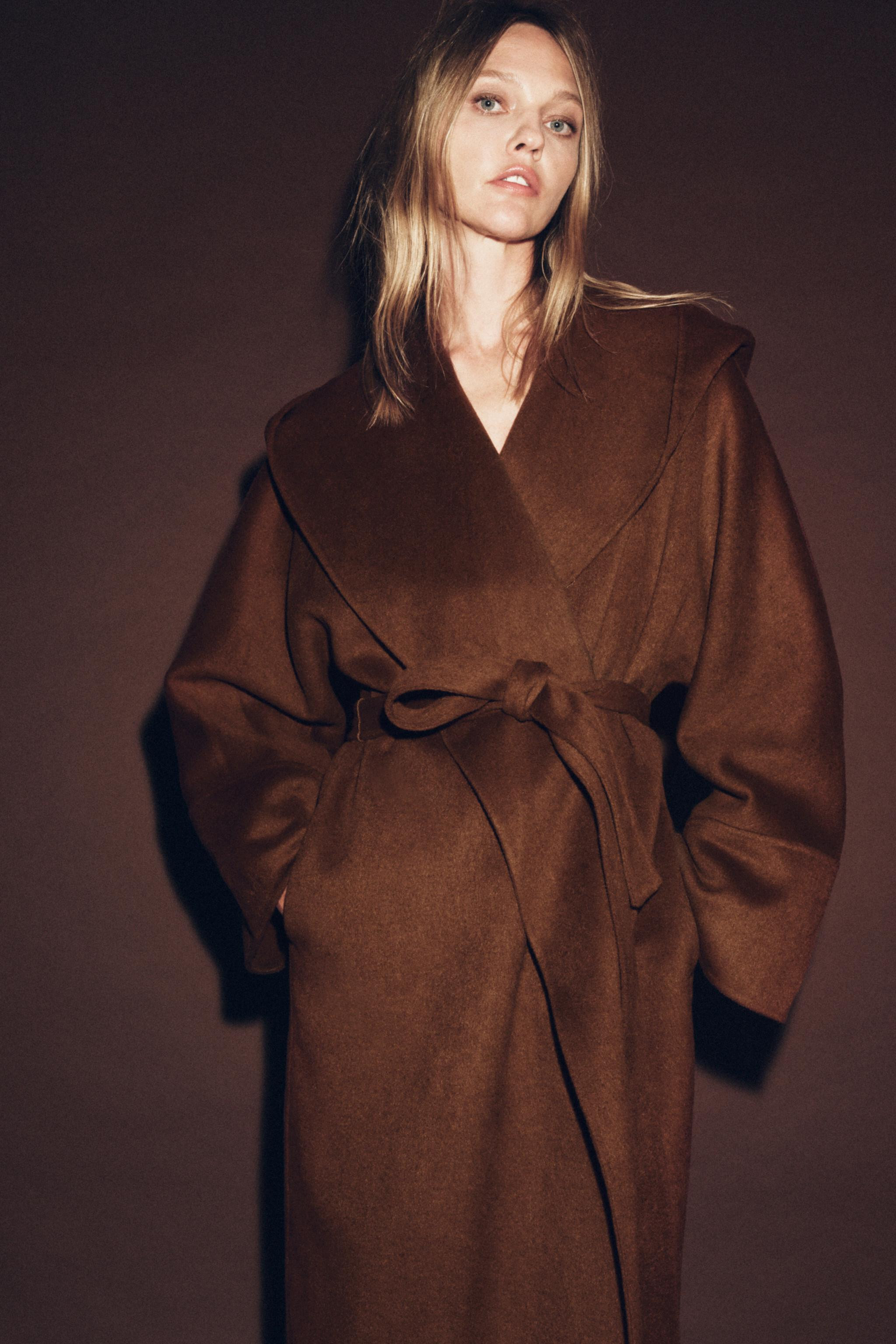 ZW COLLECTION LIMITED EDITION LONG BELTED WOOL COAT | Zara US
