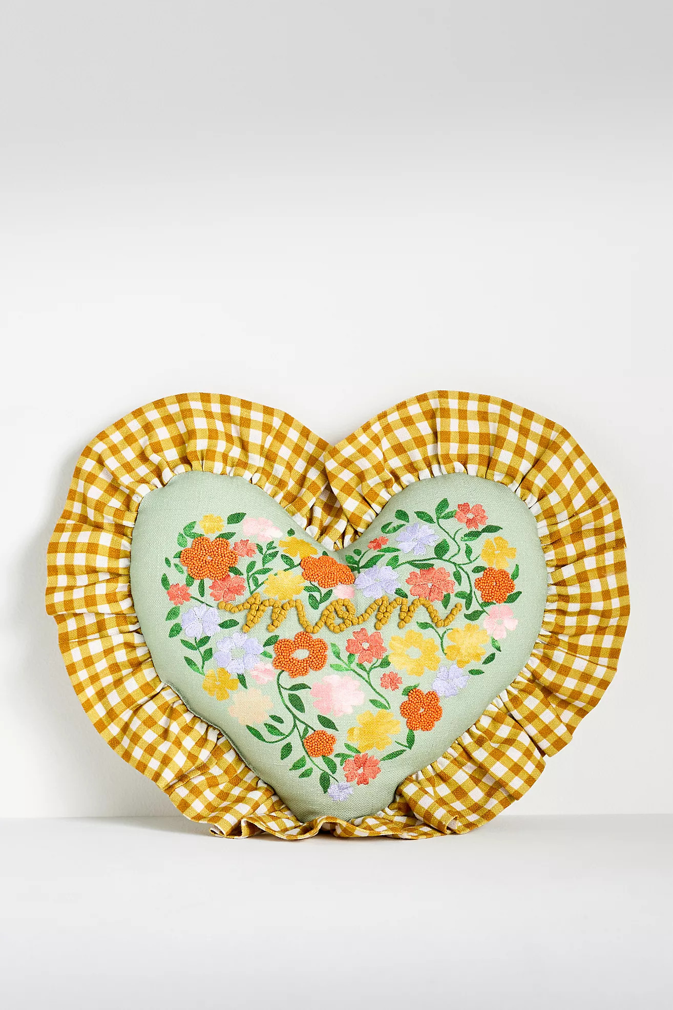 Mom Cotton Embroidered Floral Pillow | Anthropologie (US)