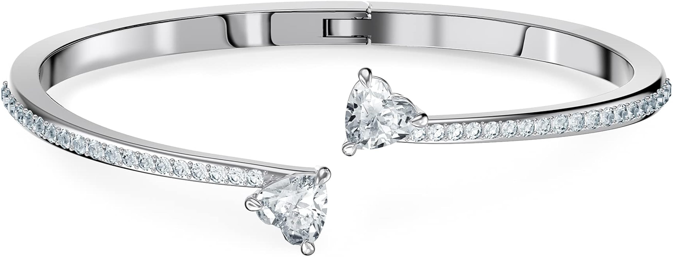 Swarovski Soul Heart Bangle Bracelet Collection, Rhodium Finish, Clear Crystals | Amazon (US)