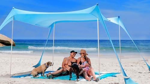 SUN NINJA Beach Tent Sun Shelter, Beach Shade Canopy with UPF50+ Protection | Amazon (US)