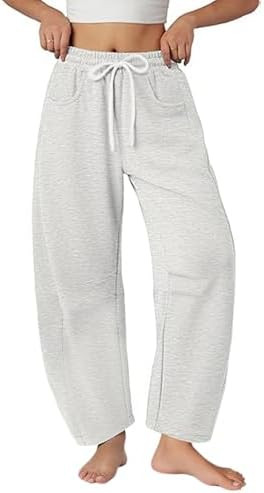 loveimgs Women Baggy Wide Leg Barrel Sweatpants Elastic Waist Pull On Barrel Pants Ankle Lounge P... | Amazon (US)