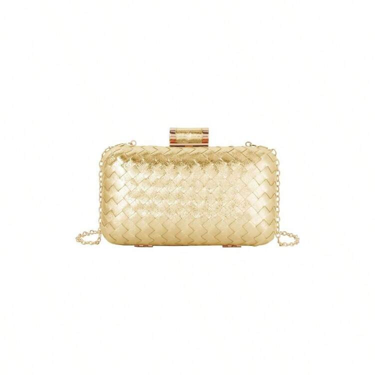 Women Lattice Pattern Metal Handbag Chain Geometric Evening Clutch Purse | SHEIN