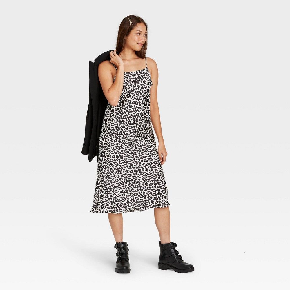 Women's Leopard Print Slip Dress - A New Day White XXL | Target