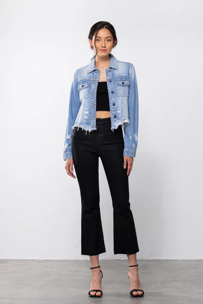 [REBEL] LIGHT WASH FRAYED JACKET | Hidden Jeans